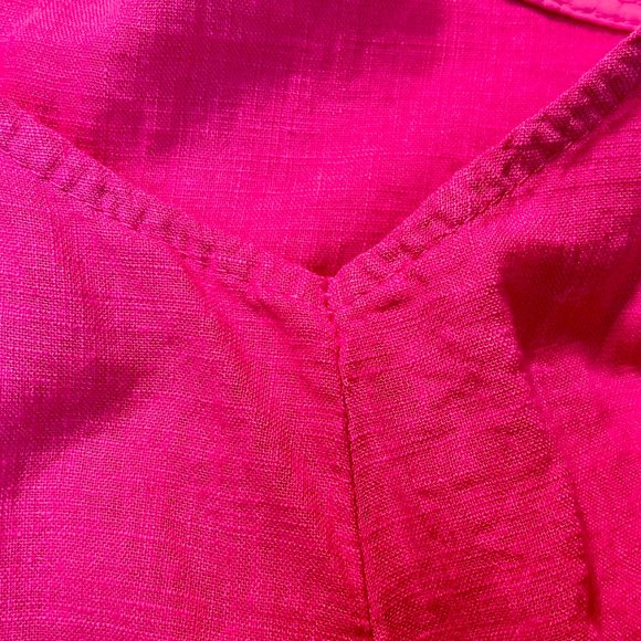 Cristina Vergani Italian Linen Blend w/ Embroidered Rosettes Pink Midi Dress - Picture 11 of 11